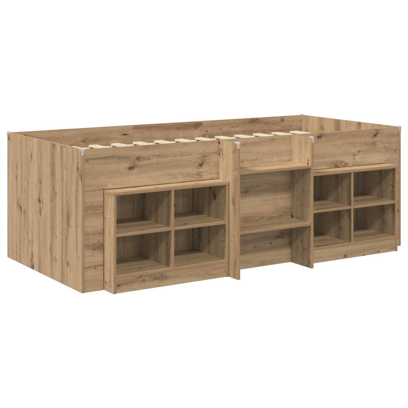 vidaXL Loft Bettgestell mit Schrank 3 Stk. Artisan-Eiche Holzwerkstoff