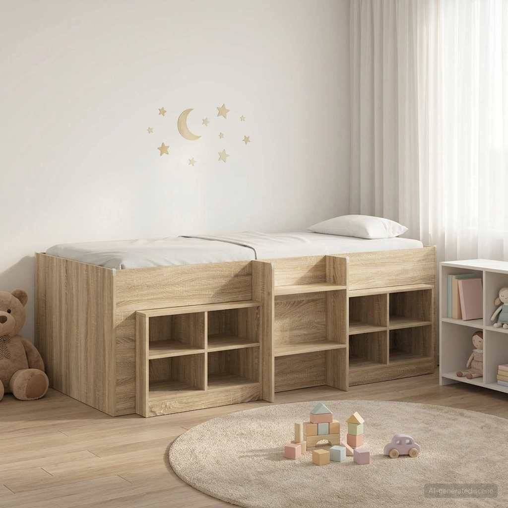 vidaXL Loft Bettgestell mit Schrank 3 Stk. Sonoma-Eiche Holzwerkstoff