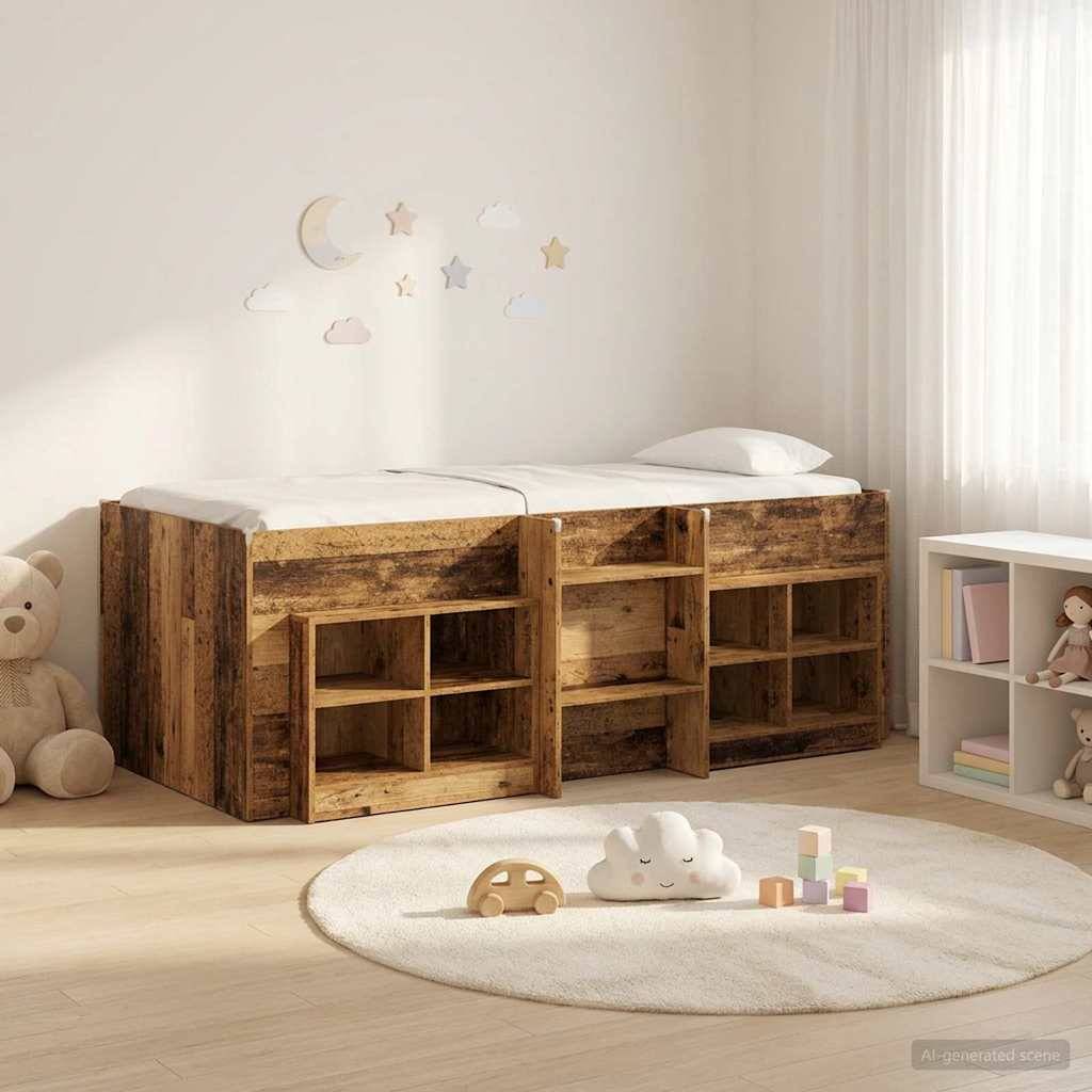 vidaXL Loft Bettgestell mit Schrank 3 Stk. Altholz Holzwerkstoff