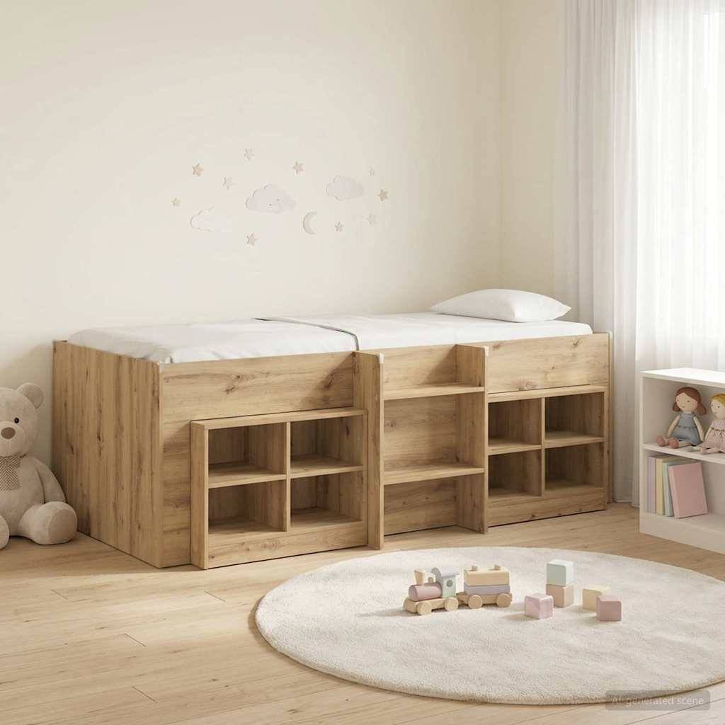 vidaXL Loft Bettgestell mit Schrank 3 Stk. Artisan-Eiche Holzwerkstoff
