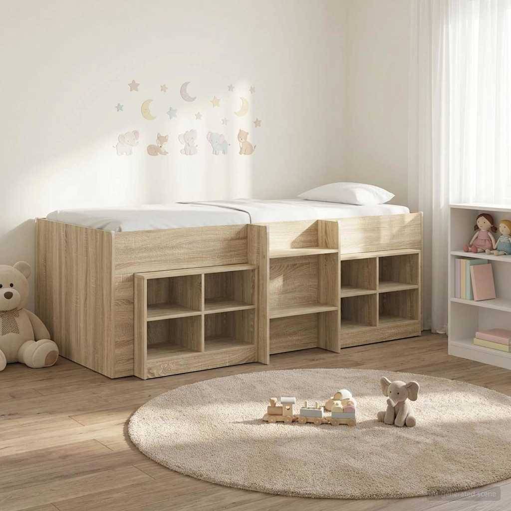 vidaXL Loft Bettgestell mit Schrank 3 Stk. Sonoma-Eiche Holzwerkstoff