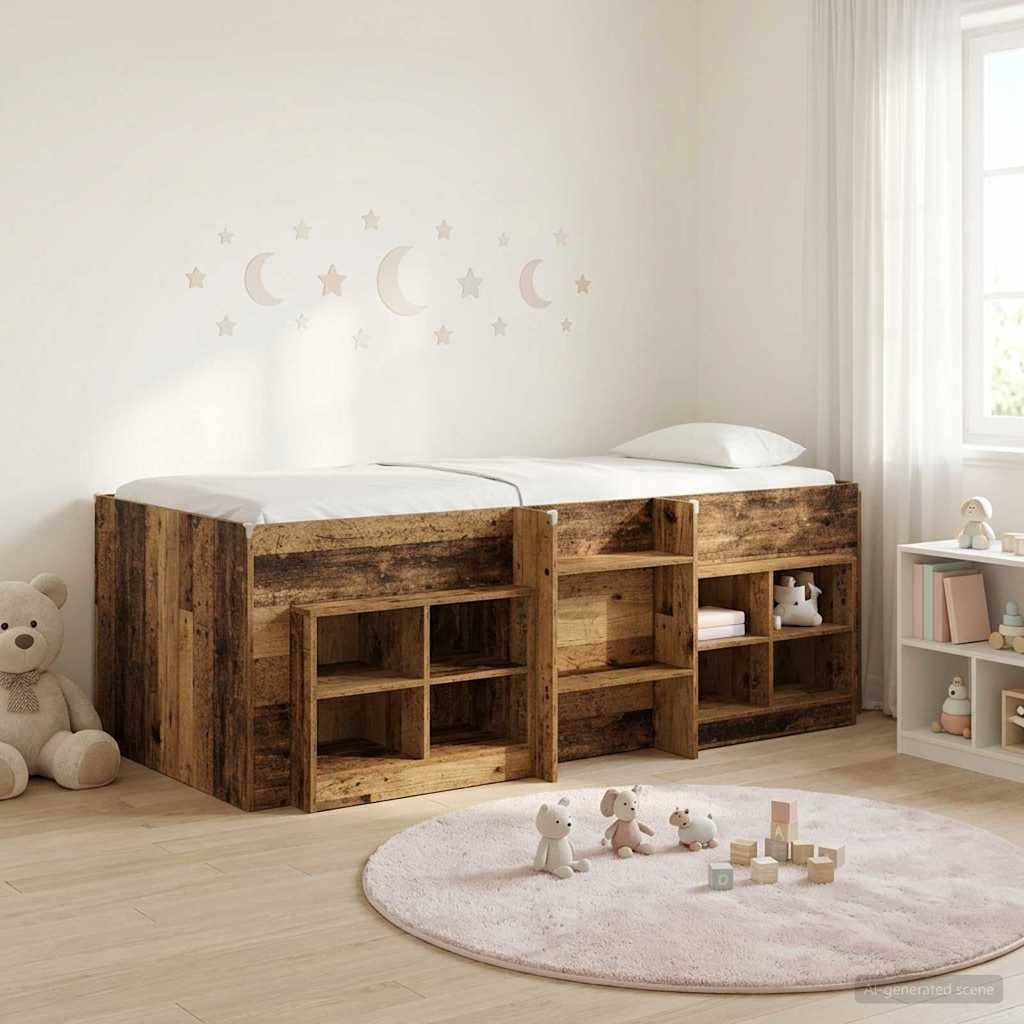 vidaXL Loft Bettgestell mit Schrank 3 Stk. Altholz Holzwerkstoff