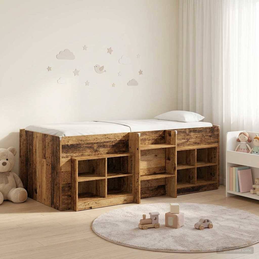 vidaXL Loft Bettgestell mit Schrank 3 Stk. Altholz Holzwerkstoff