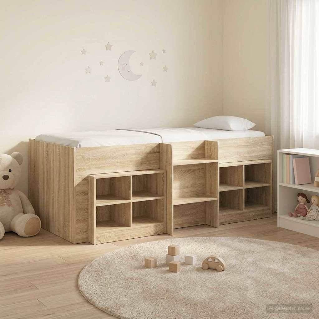 vidaXL Loft Bettgestell mit Schrank 3 Stk. Sonoma-Eiche Holzwerkstoff