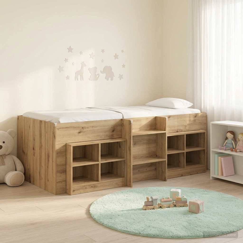 vidaXL Loft Bettgestell mit Schrank 3 Stk. Artisan-Eiche Holzwerkstoff