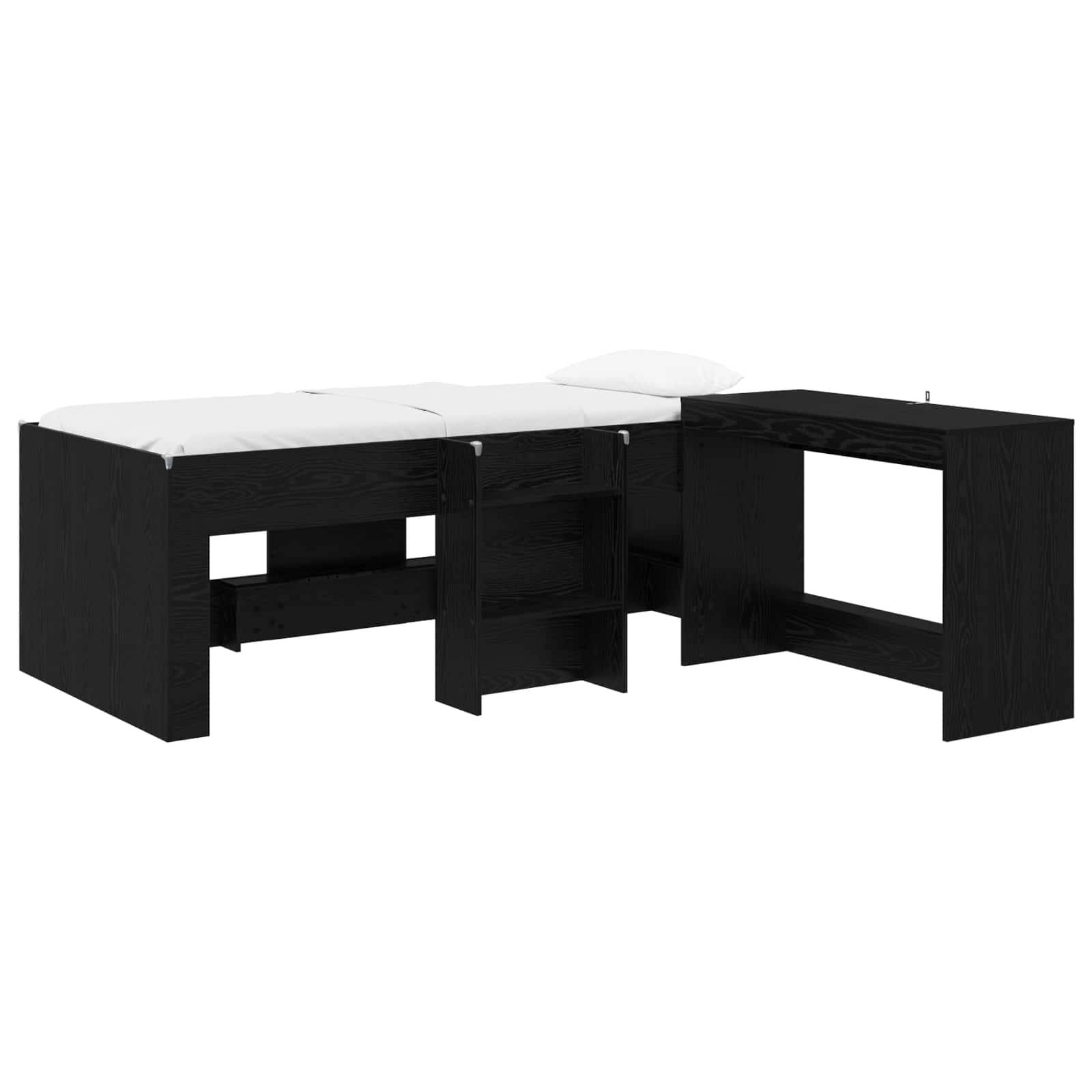 vidaXL Hochbett mit Schreibtisch für Kinder Schwarze Eiche 80 x 200 cm