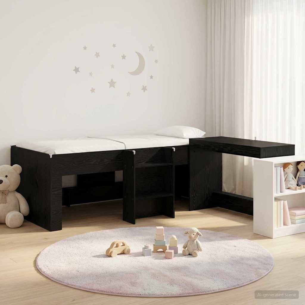 vidaXL Hochbett mit Schreibtisch für Kinder Schwarze Eiche 80 x 200 cm