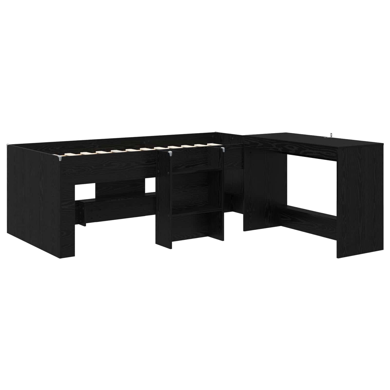 vidaXL Hochbett mit Schreibtisch für Kinder Schwarze Eiche 80 x 200 cm