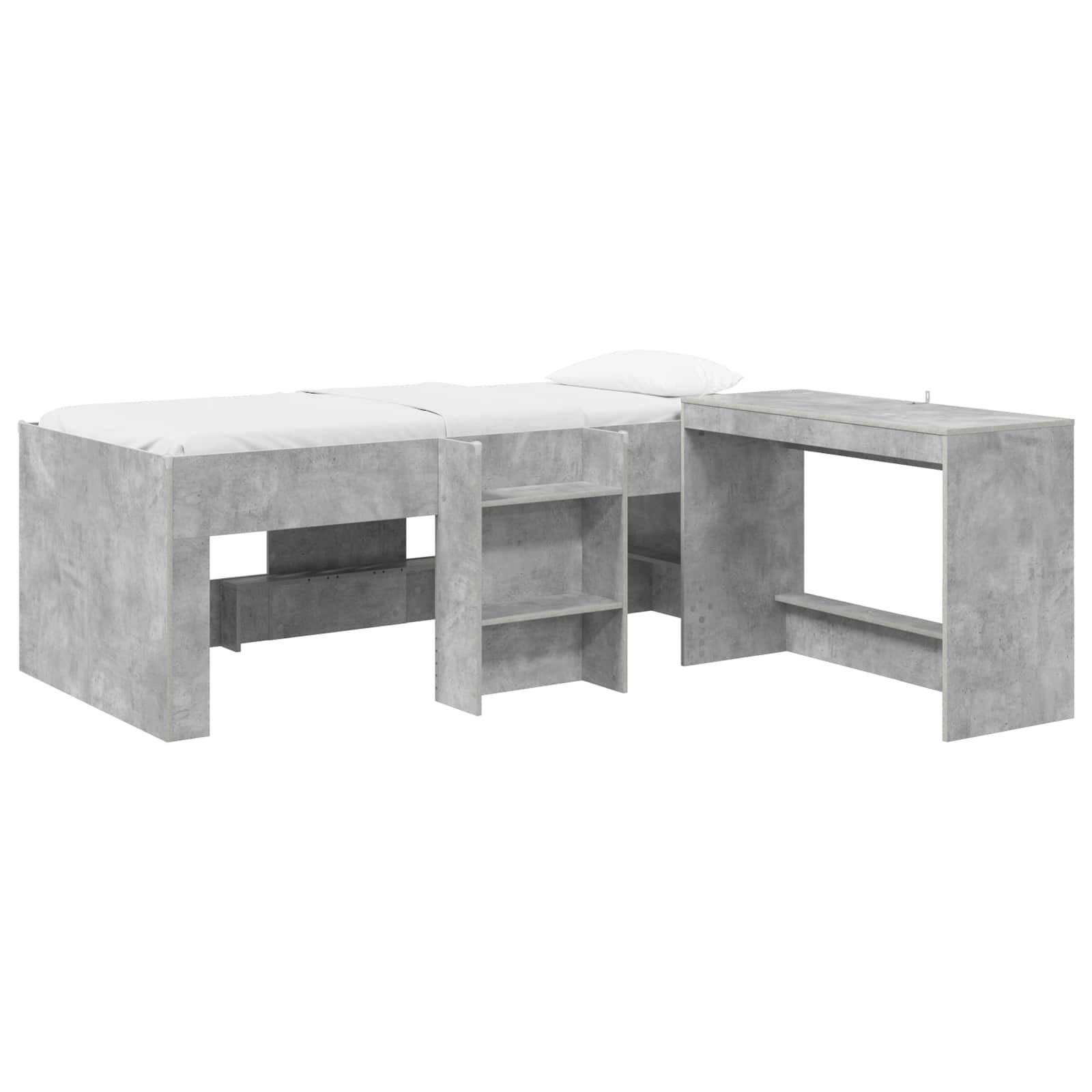 vidaXL Hochbett mit Schreibtisch für Kinder 2 Stk. Betongrau