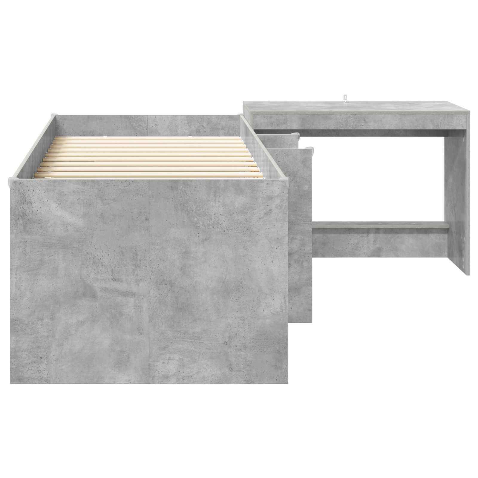 vidaXL Hochbett mit Schreibtisch für Kinder 2 Stk. Betongrau
