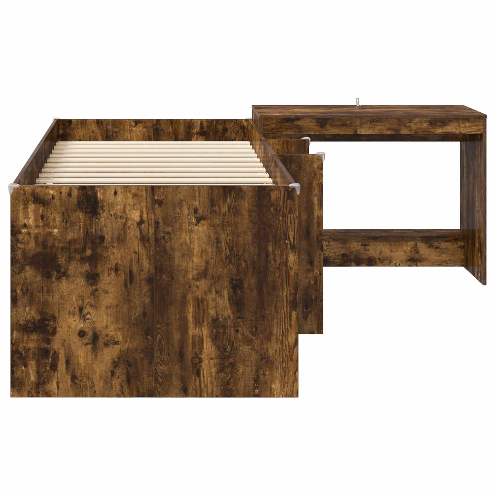 vidaXL Hochbett mit Schreibtisch für Kinder 2 Stk. Geräucherte Eiche
