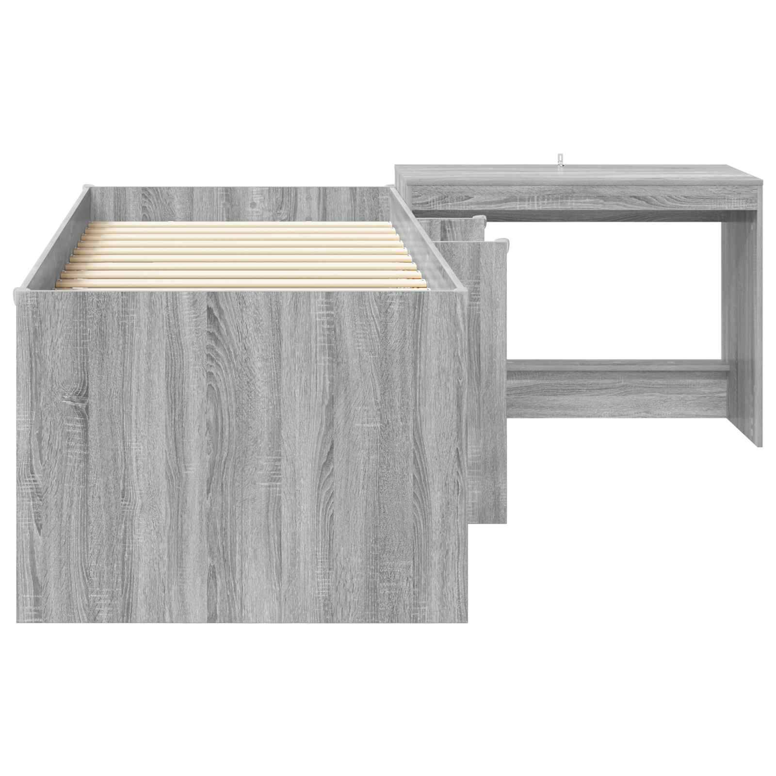vidaXL Hochbett mit Schreibtisch für Kinder 2 Stk. Grau Sonoma