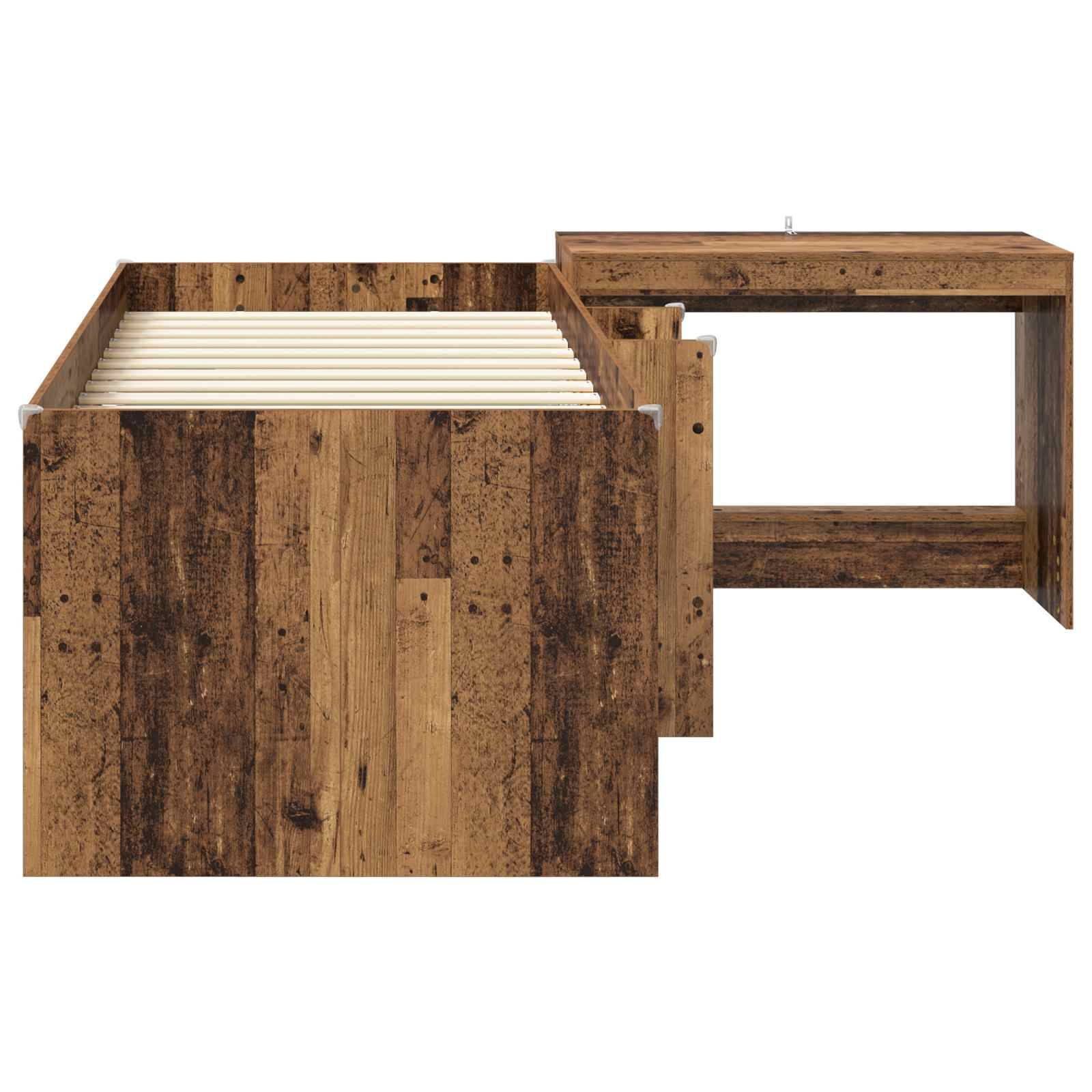 vidaXL Hochbett mit Schreibtisch für Kinder 2 Stk. Altholz