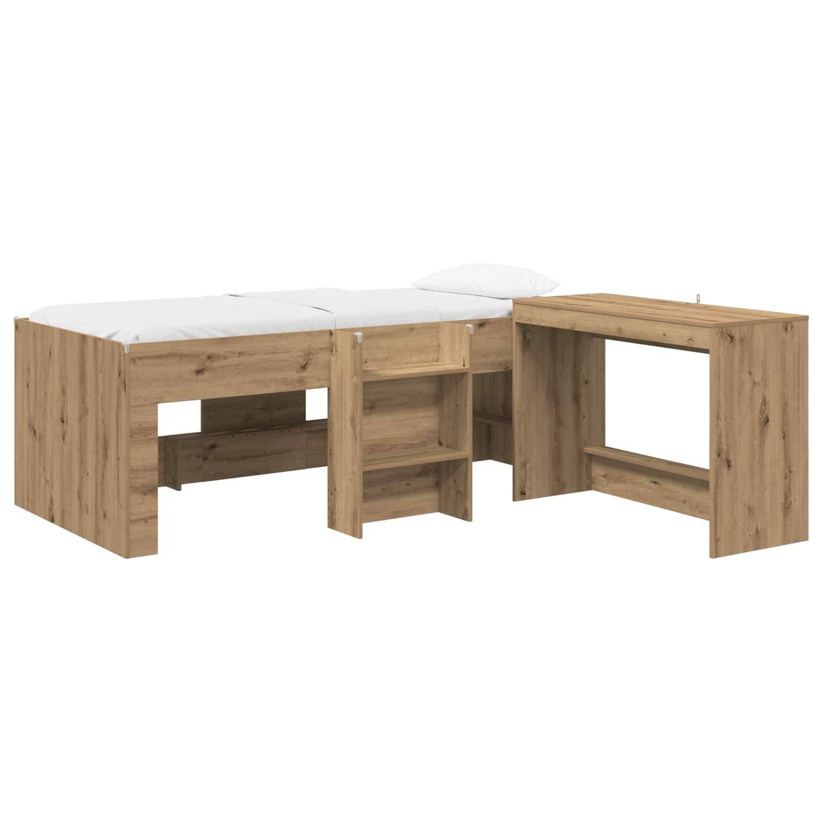 vidaXL Hochbett mit Schreibtisch für Kinder 2 Stk. Artisan-Eiche