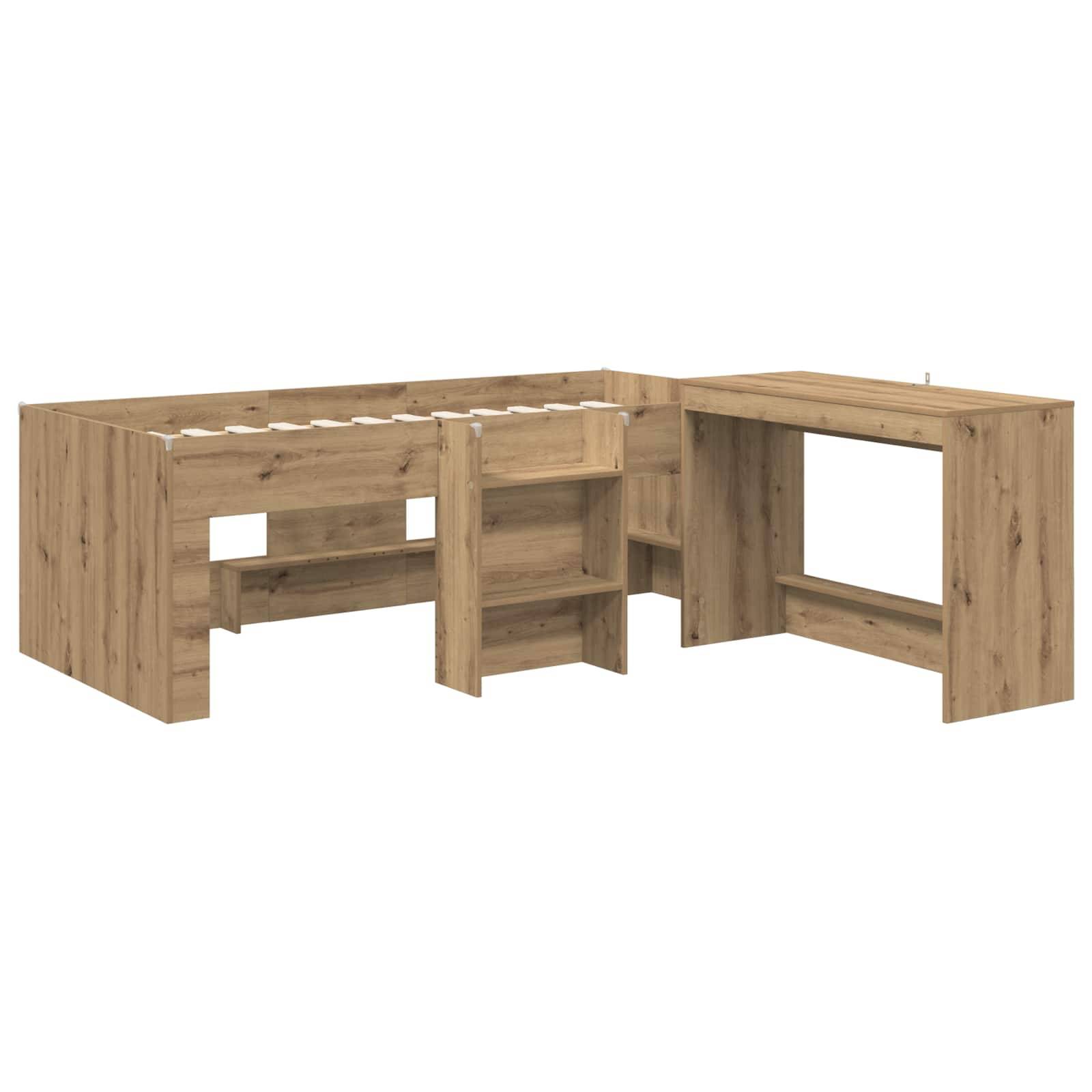 vidaXL Hochbett mit Schreibtisch für Kinder 2 Stk. Artisan-Eiche