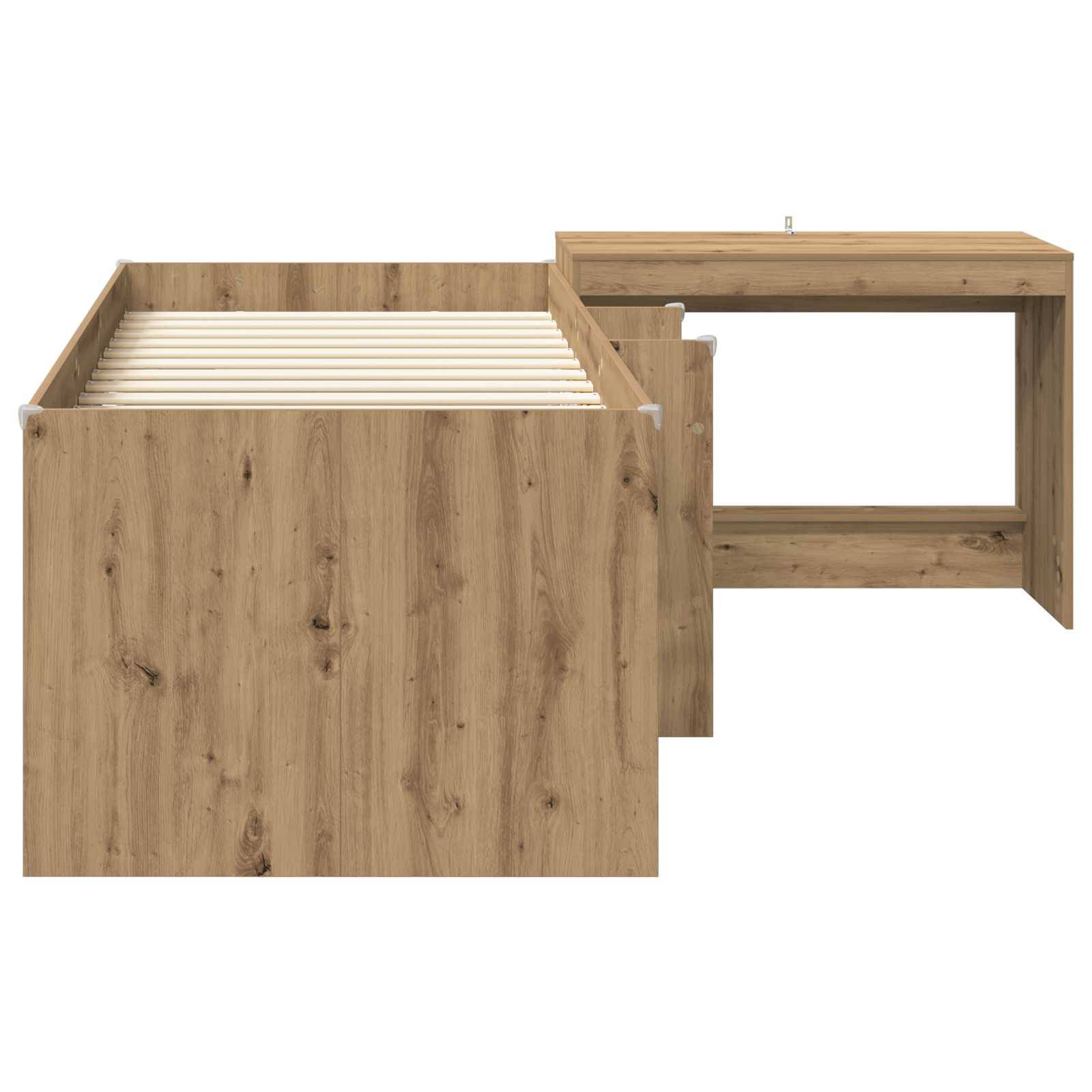 vidaXL Hochbett mit Schreibtisch für Kinder 2 Stk. Artisan-Eiche