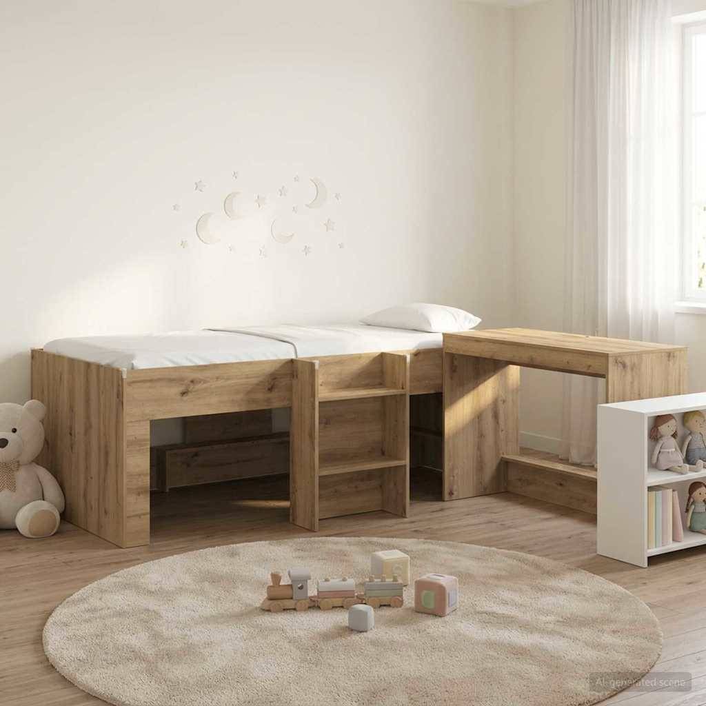 vidaXL Hochbett mit Schreibtisch für Kinder 2 Stk. Artisan-Eiche