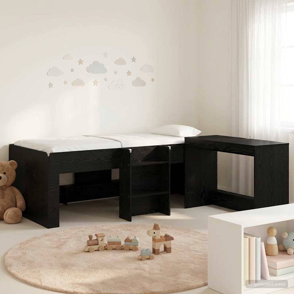 vidaXL Bettgestell mit Schreibtisch 2 Stk. Schwarze Eiche