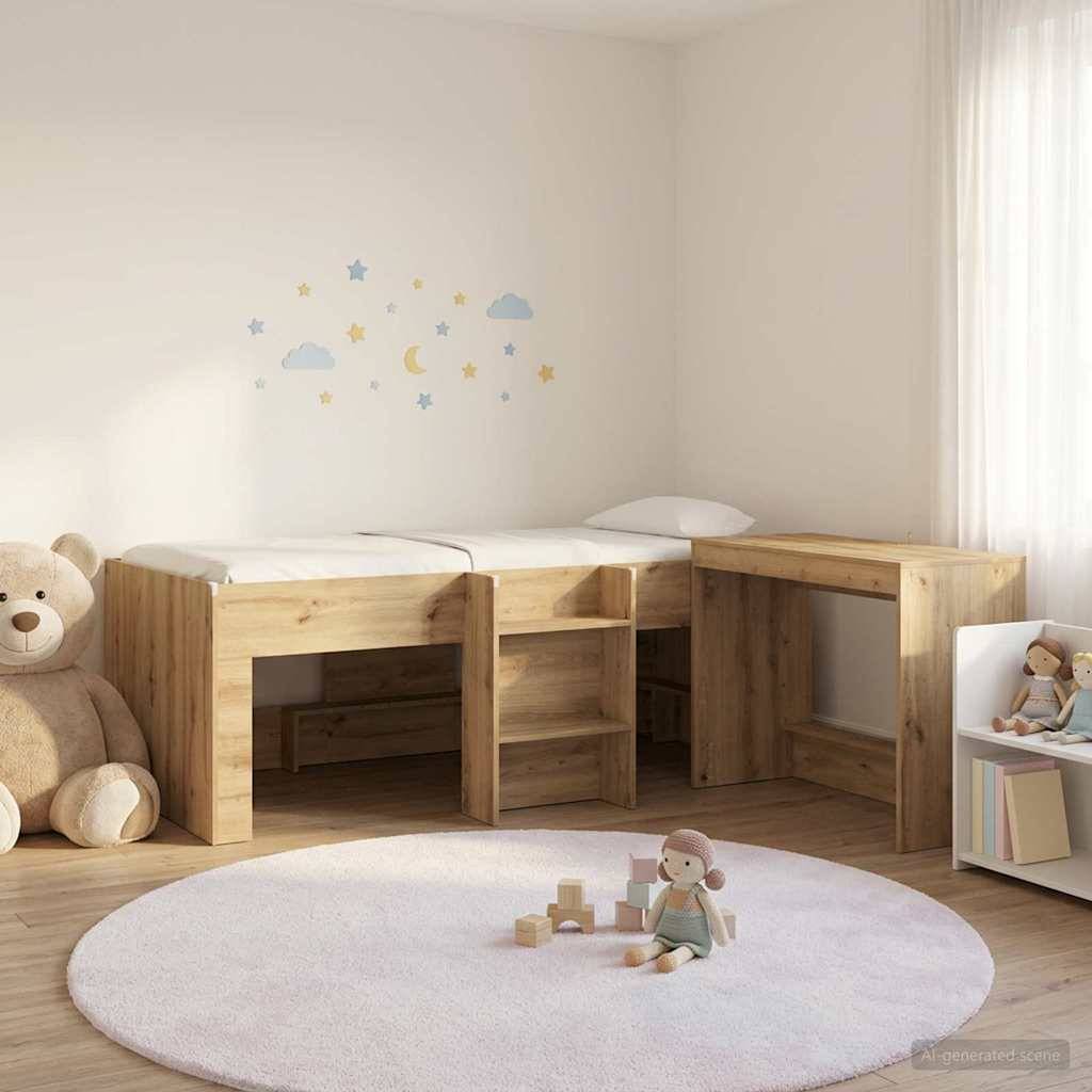 vidaXL Bettgestell mit Schreibtisch 2 Stk. Artisan-Eiche Holzwerkstoff