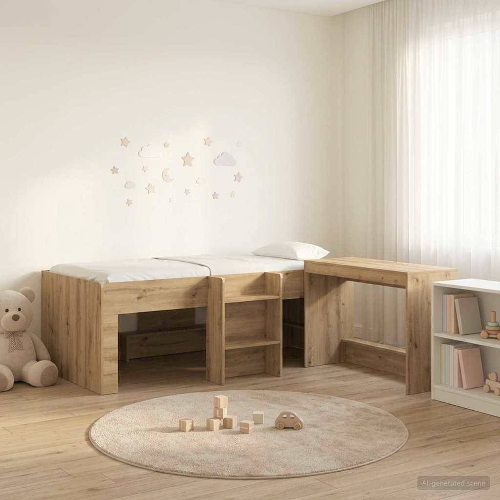 vidaXL Hochbett mit Schreibtisch für Kinder 2 Stk. Artisan-Eiche