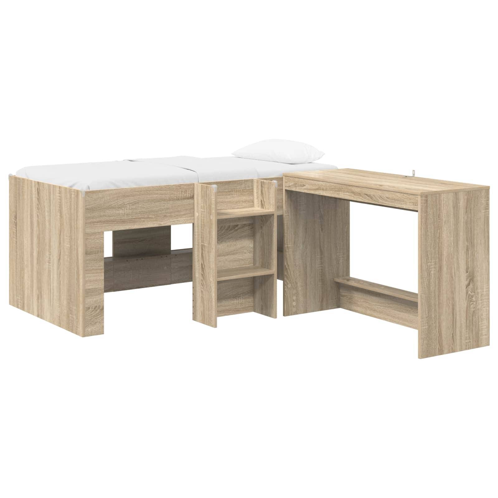 vidaXL Hochbett mit Schreibtisch für Kinder 2 Stk. Sonoma-Eiche