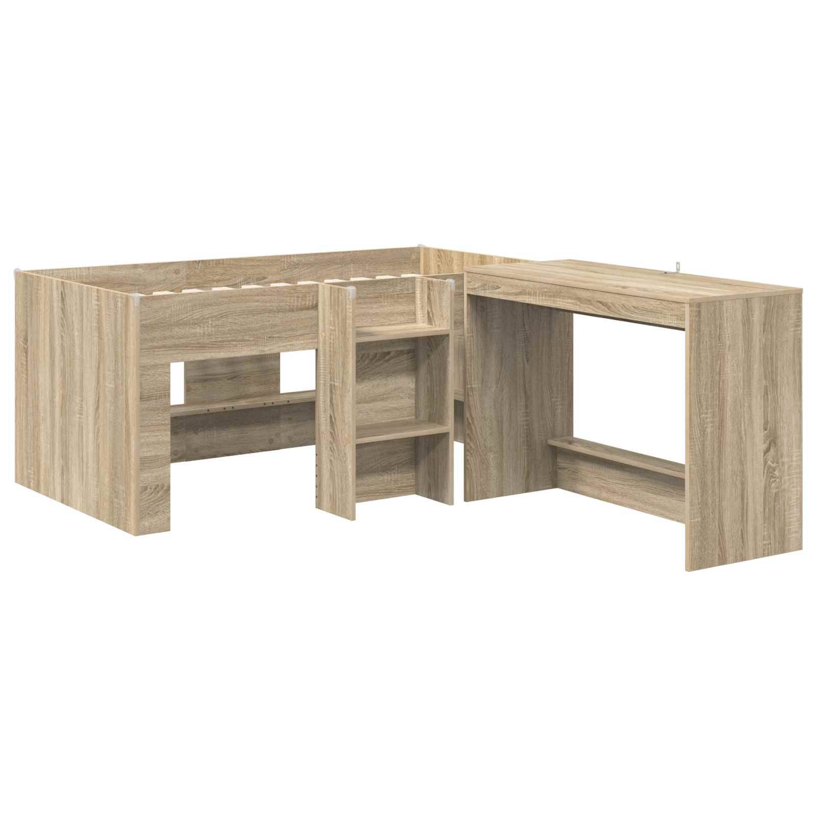 vidaXL Hochbett mit Schreibtisch für Kinder 2 Stk. Sonoma-Eiche