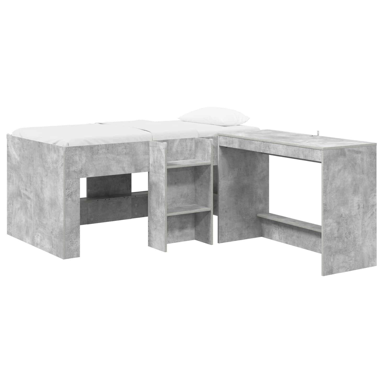 vidaXL Hochbett mit Schreibtisch für Kinder 2 Stk. Betongrau
