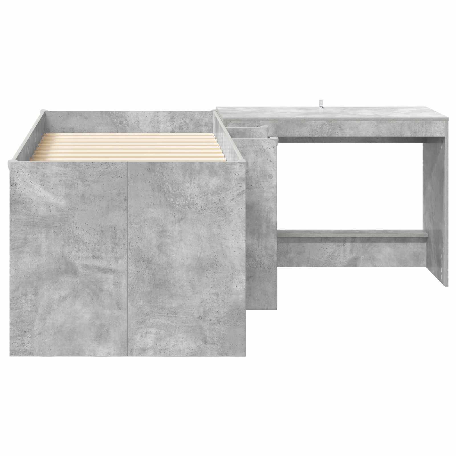 vidaXL Hochbett mit Schreibtisch für Kinder 2 Stk. Betongrau