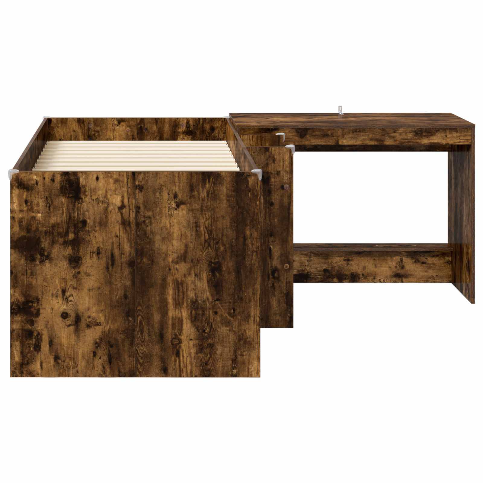 vidaXL Hochbett mit Schreibtisch für Kinder 2 Stk. Geräucherte Eiche