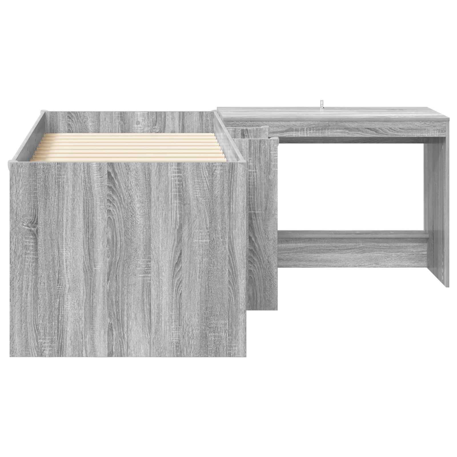vidaXL Hochbett mit Schreibtisch für Kinder 2 Stk. Grau Sonoma