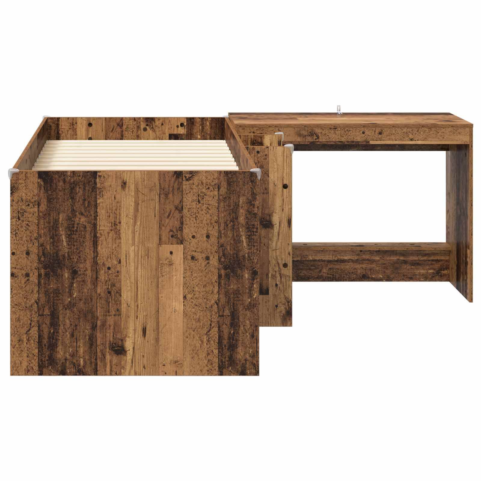 vidaXL Hochbett mit Schreibtisch für Kinder 2 Stk. Altholz