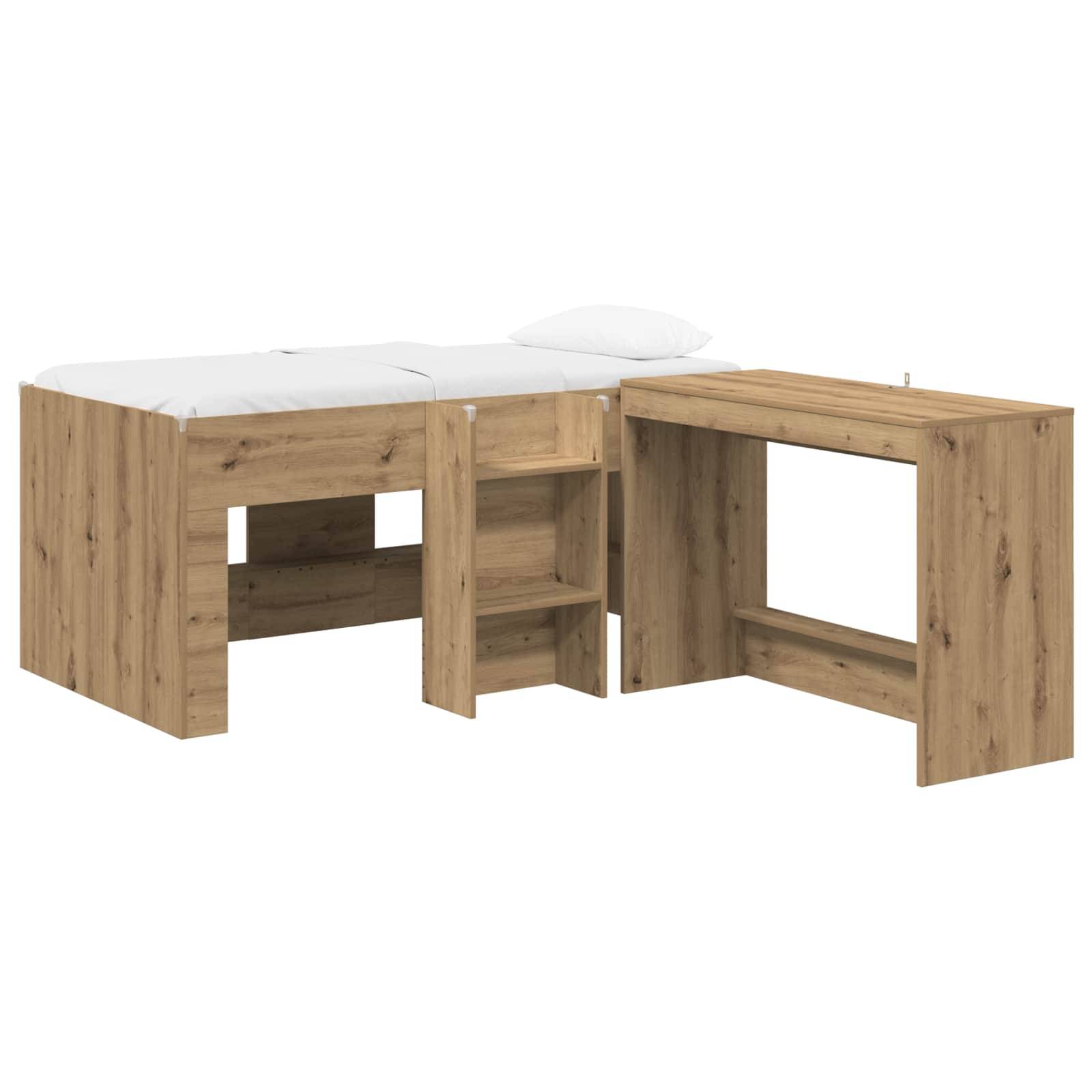 vidaXL Hochbett mit Schreibtisch für Kinder 2 Stk. Artisan-Eiche