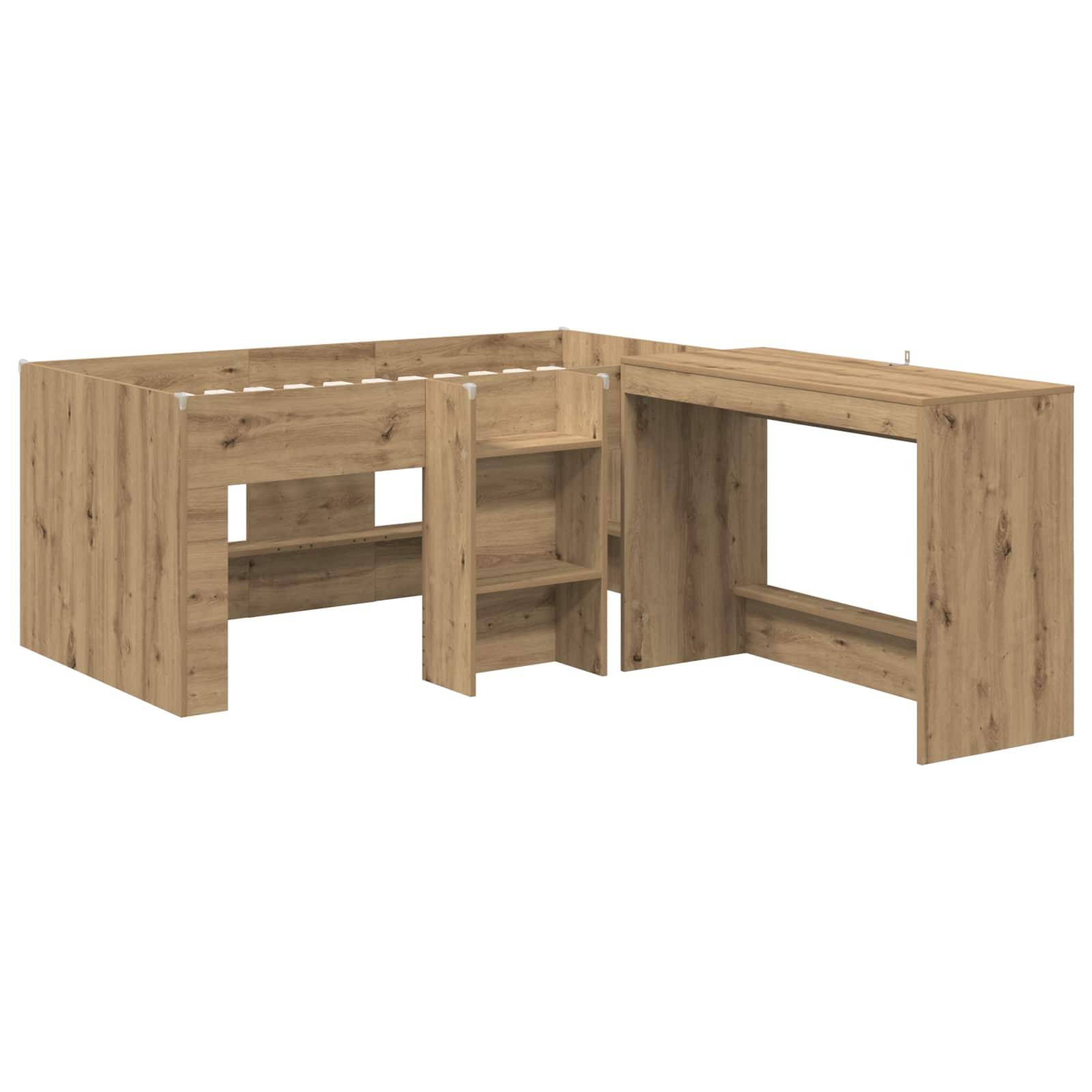 vidaXL Hochbett mit Schreibtisch für Kinder 2 Stk. Artisan-Eiche