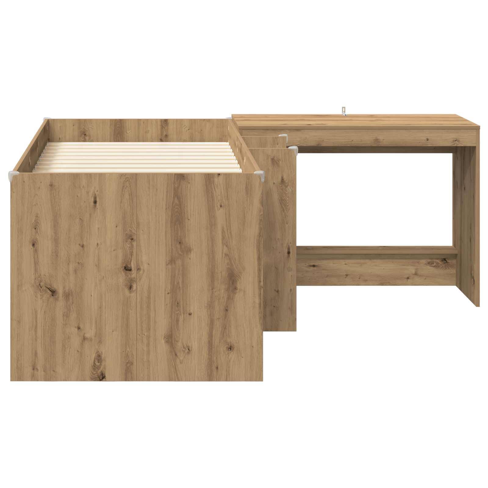 vidaXL Hochbett mit Schreibtisch für Kinder 2 Stk. Artisan-Eiche