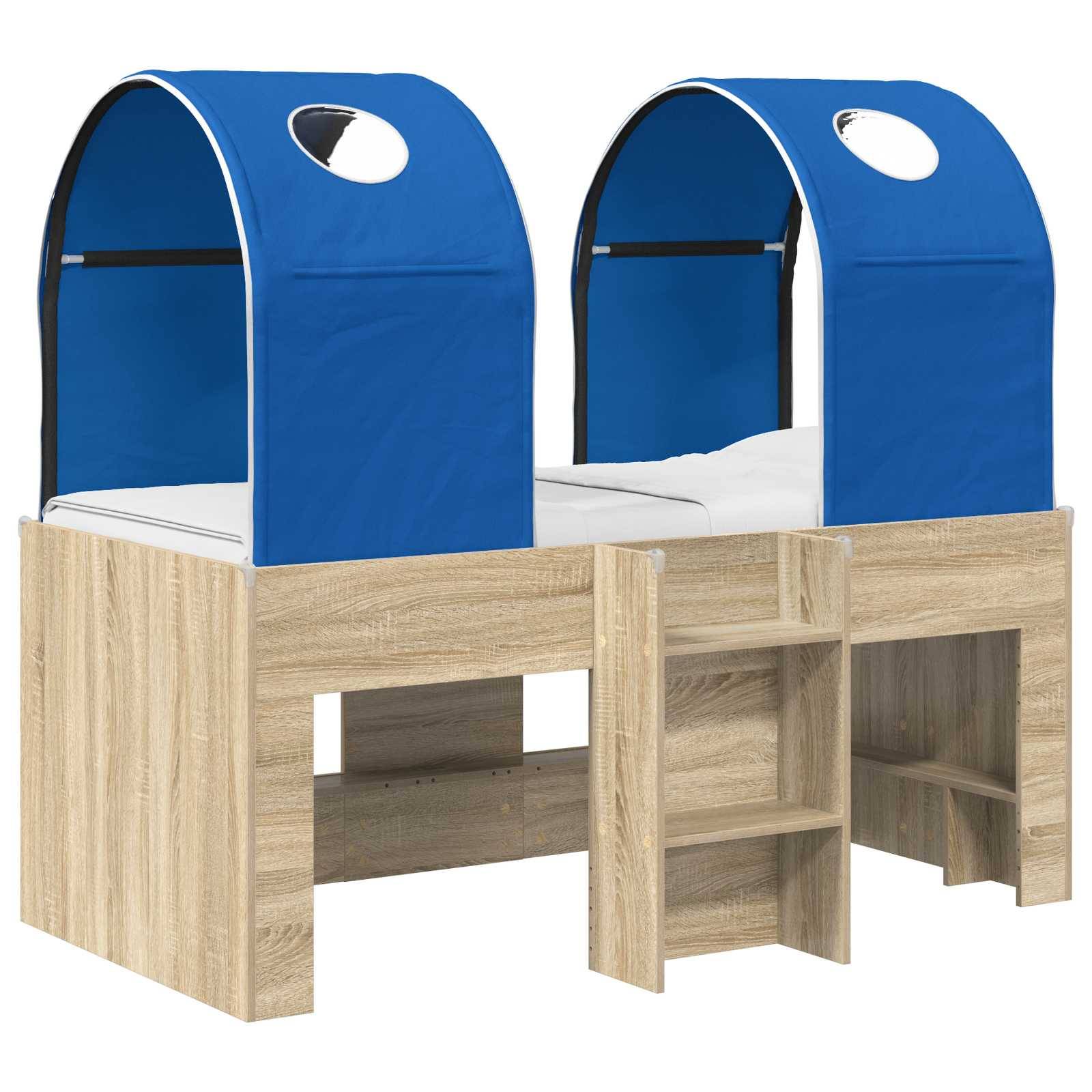 vidaXL Bett mit Tunnel 3 Stk. Sonoma und Blau Holzwerkstoff