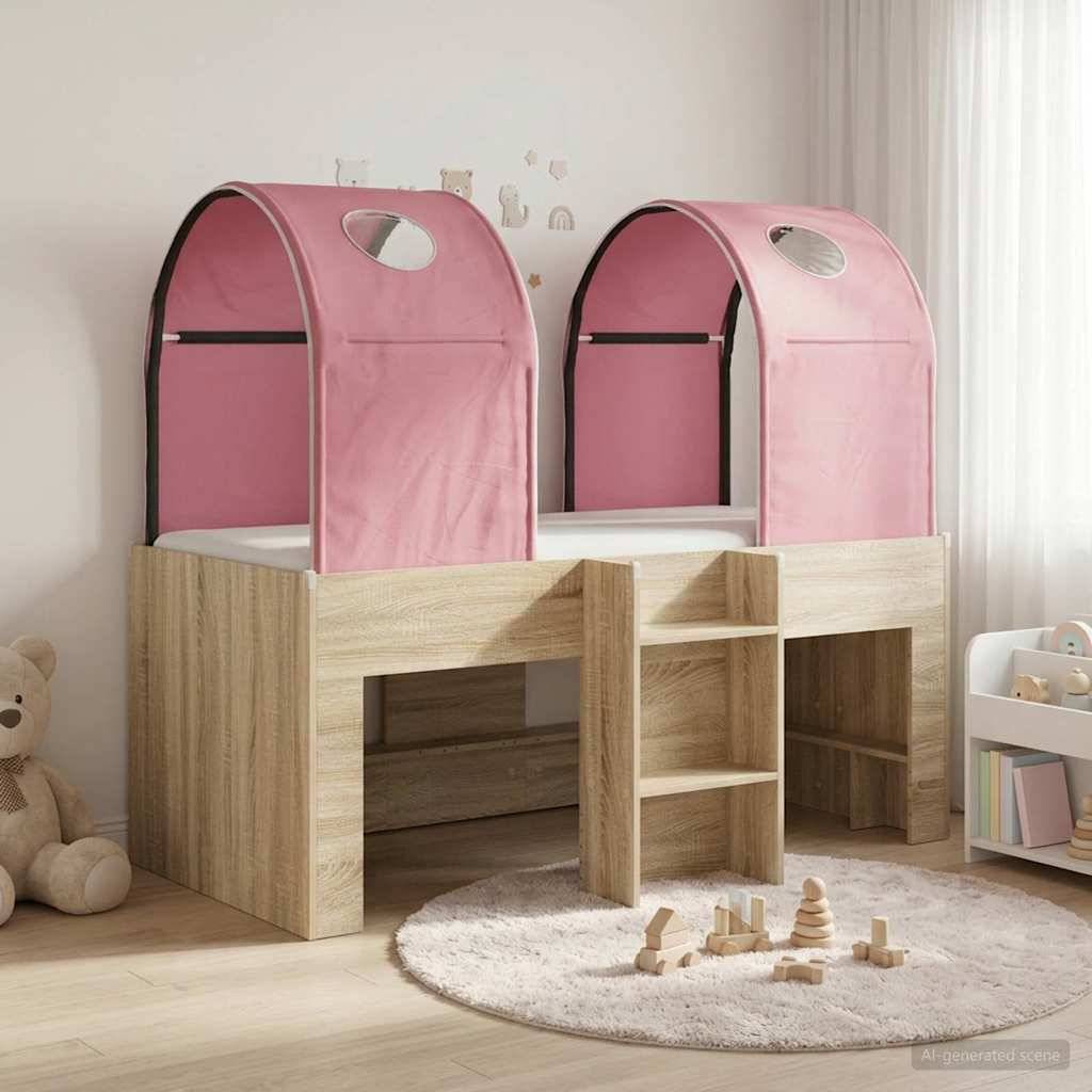 vidaXL Bett mit Tunnel 3 Stk. Sonoma und Pink Holzwerkstoff