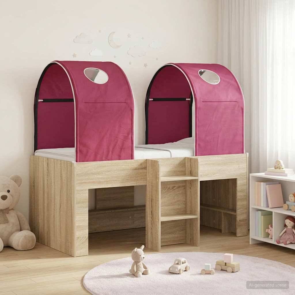 vidaXL Bett mit Tunnel 3 Stk. Sonoma und Rot Holzwerkstoff