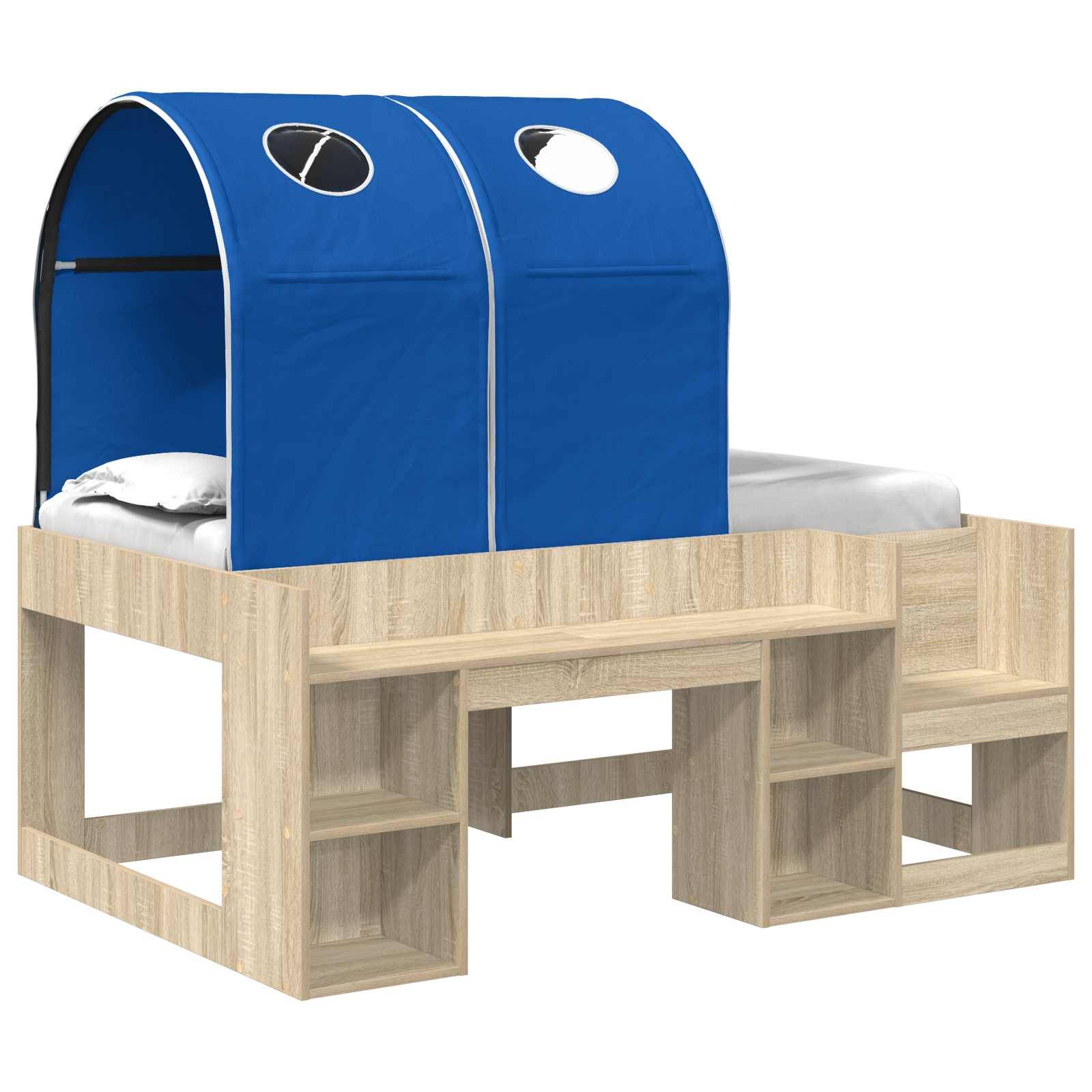 vidaXL Bett mit Tunnel 3 Stk. Sonoma Eiche und Blau Holzwerkstoff