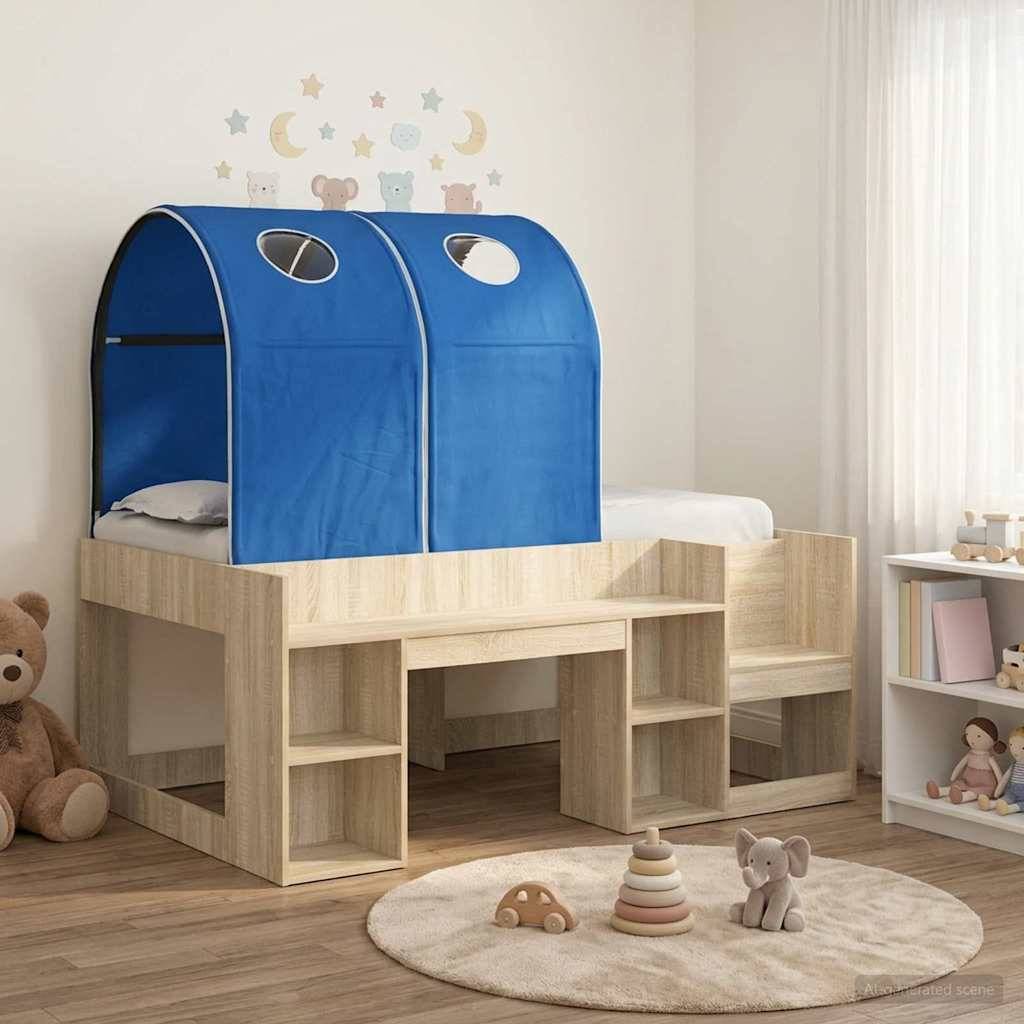 vidaXL Bett mit Tunnel 3 Stk. Sonoma Eiche und Blau Holzwerkstoff