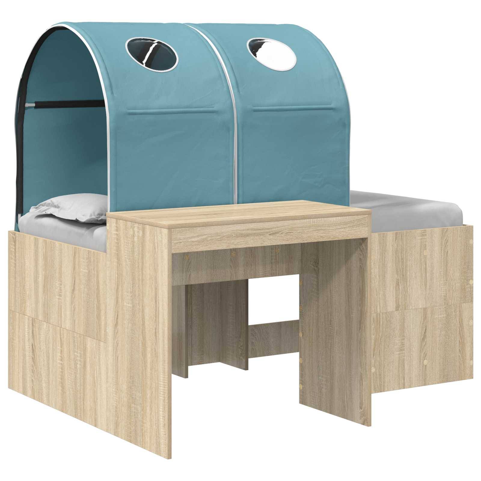 vidaXL Bett mit Tunnel 3 Stk. Artisian Eiche und Hellblau