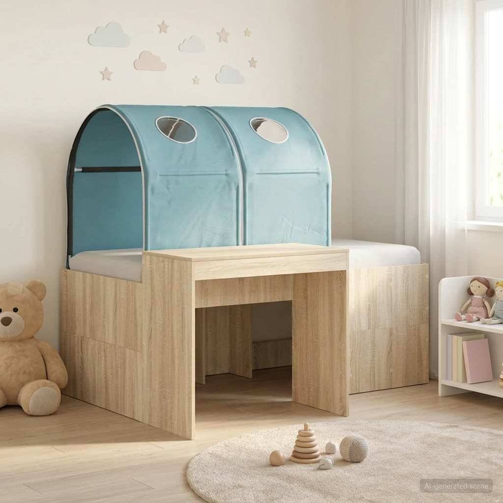 vidaXL Bett mit Tunnel 3 Stk. Artisian Eiche und Hellblau