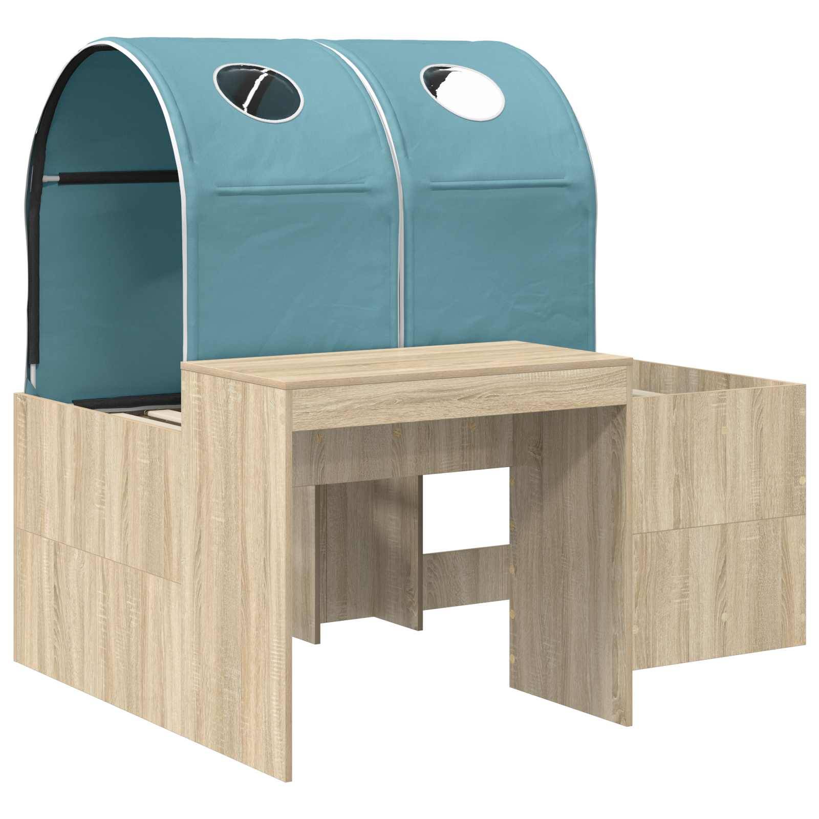 vidaXL Bett mit Tunnel 3 Stk. Artisian Eiche und Hellblau