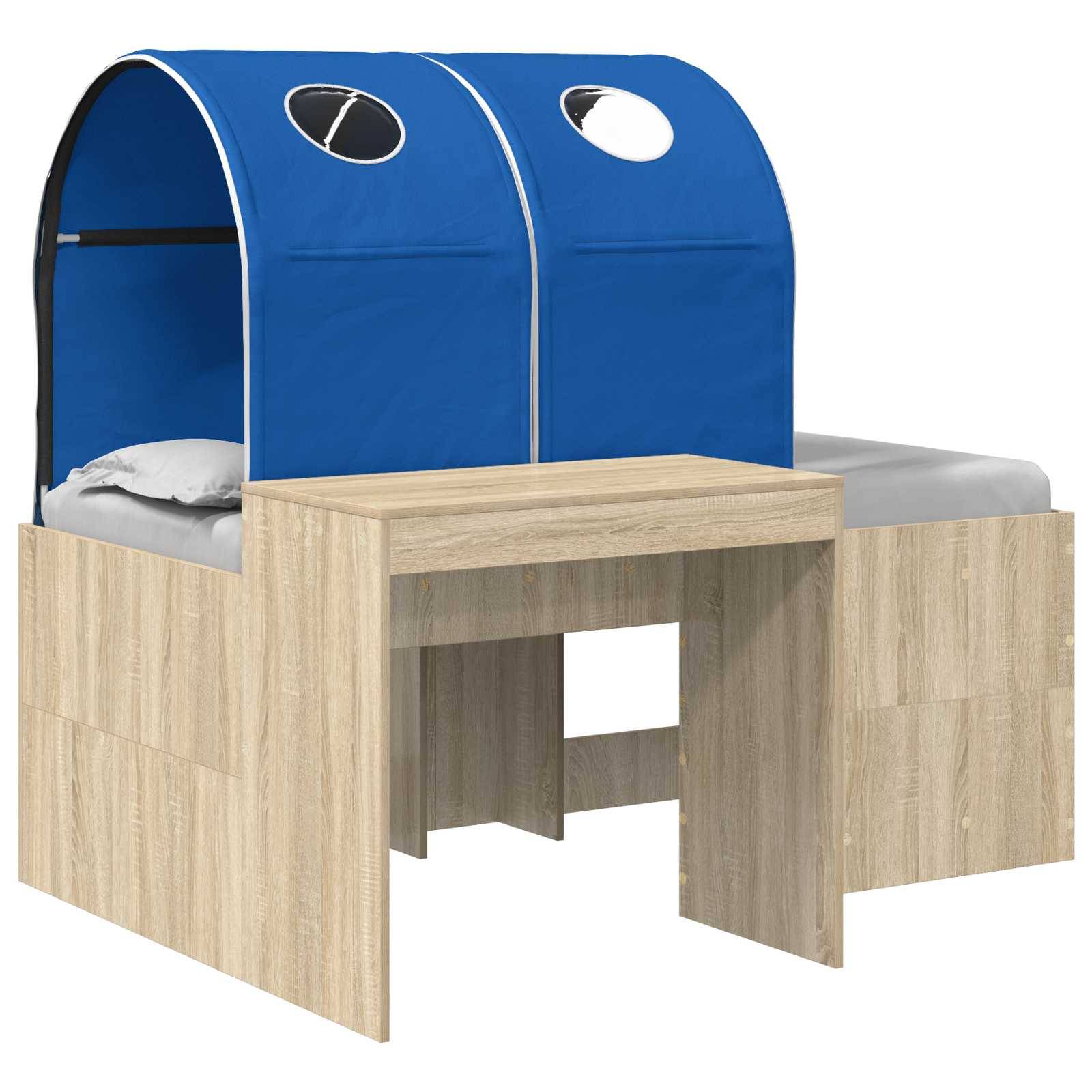 vidaXL Bett mit Tunnel 3 Stk. Artisian Eiche und Blau Holzwerkstoff