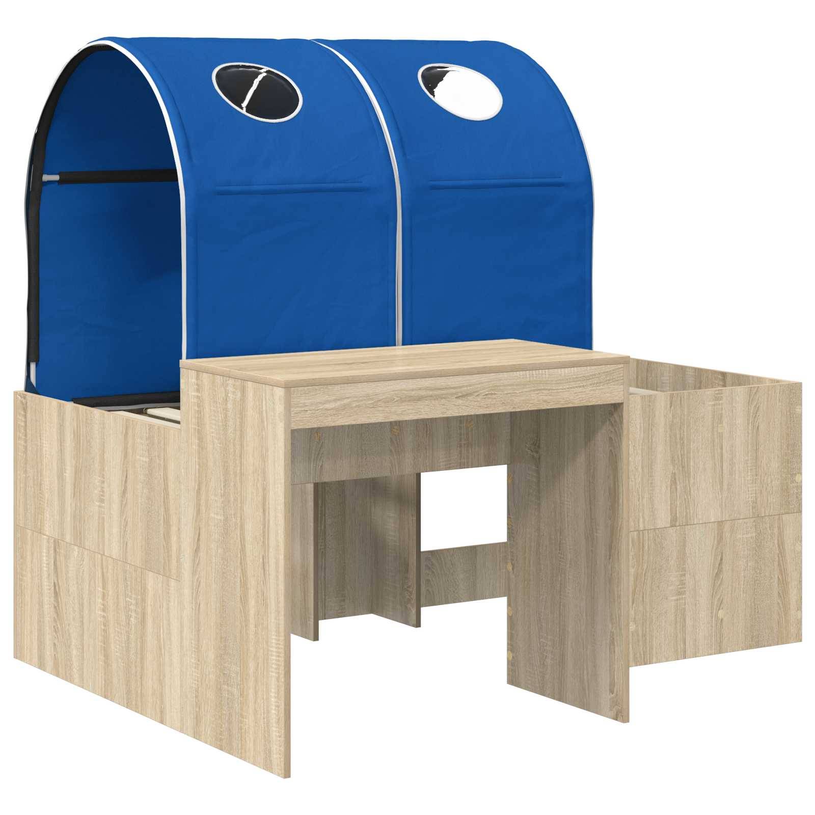 vidaXL Bett mit Tunnel 3 Stk. Artisian Eiche und Blau Holzwerkstoff