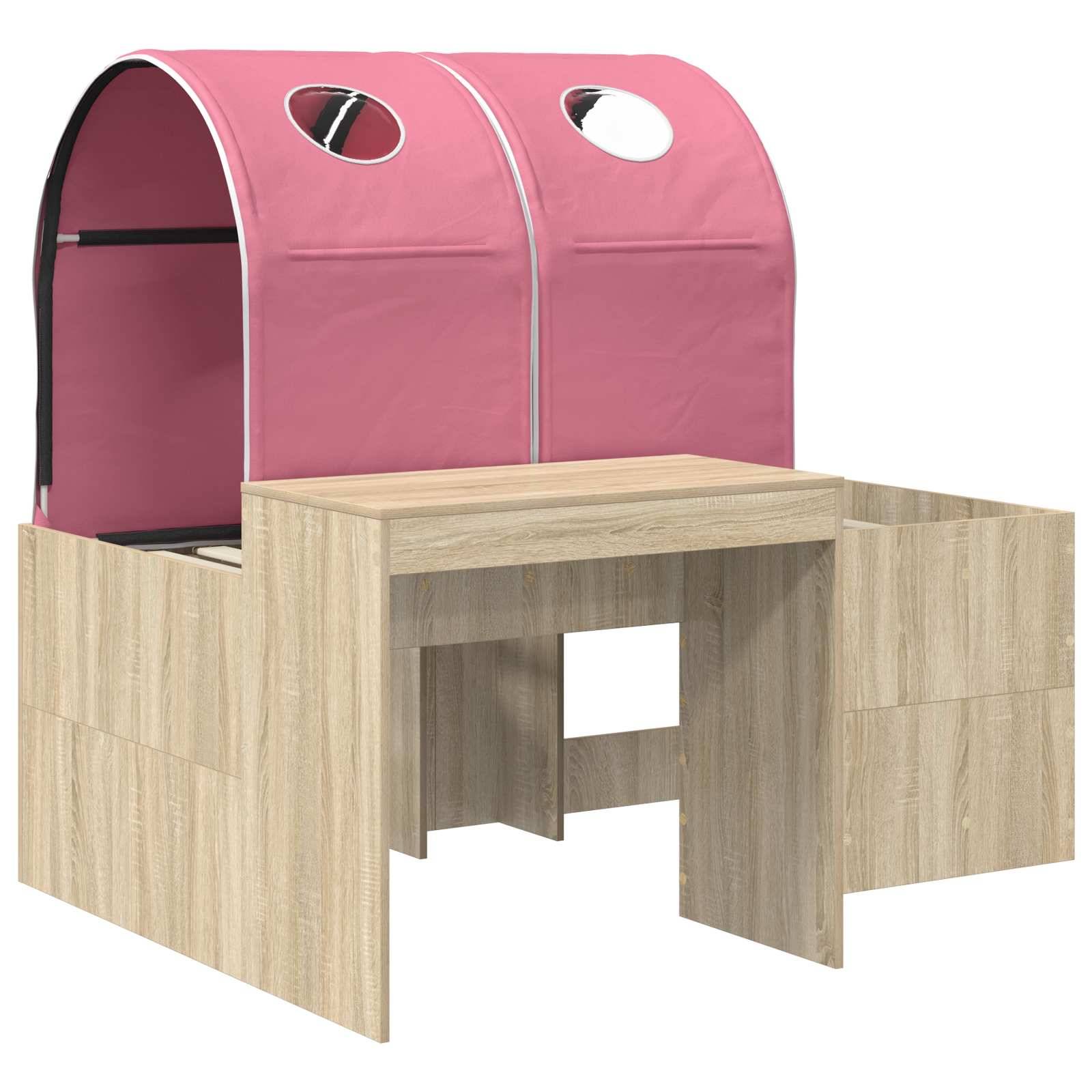 vidaXL Bett mit Tunnel 3 Stk. Artisian Eiche und Pink Holzwerkstoff
