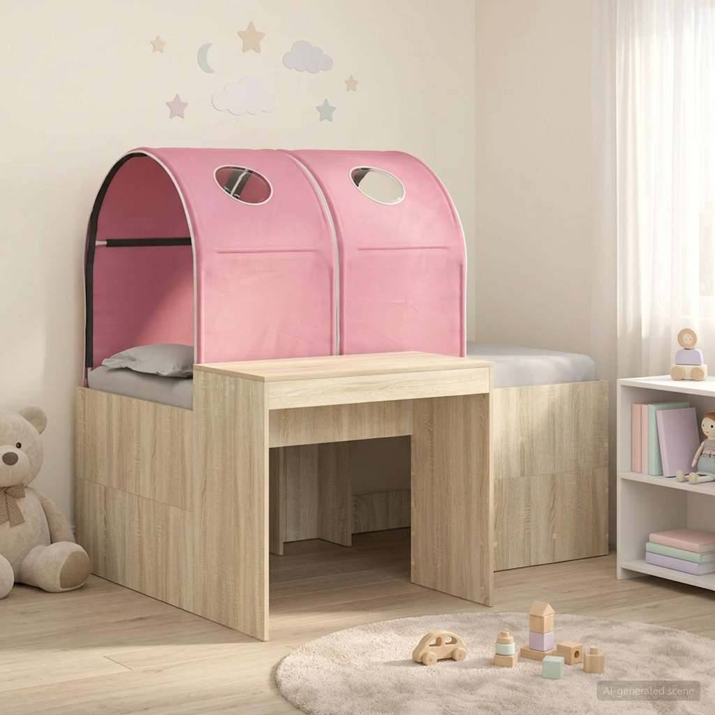 vidaXL Bett mit Tunnel 3 Stk. Artisian Eiche und Pink Holzwerkstoff