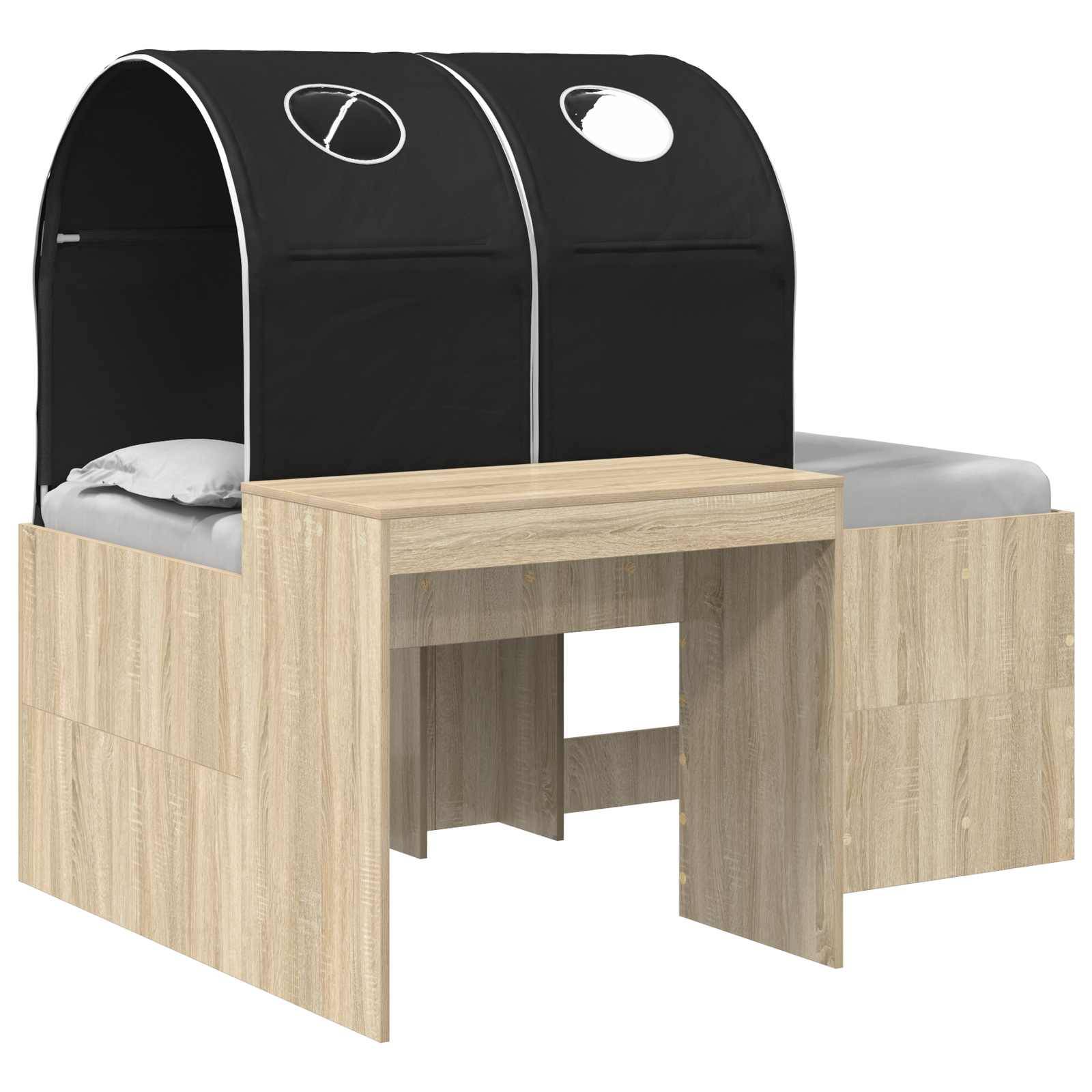vidaXL Bett mit Tunnel 3 Stk. Artisian Eiche und Schwarz Holzwerkstoff