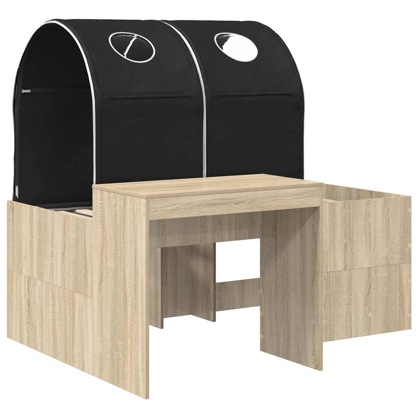 vidaXL Bett mit Tunnel 3 Stk. Artisian Eiche und Schwarz Holzwerkstoff