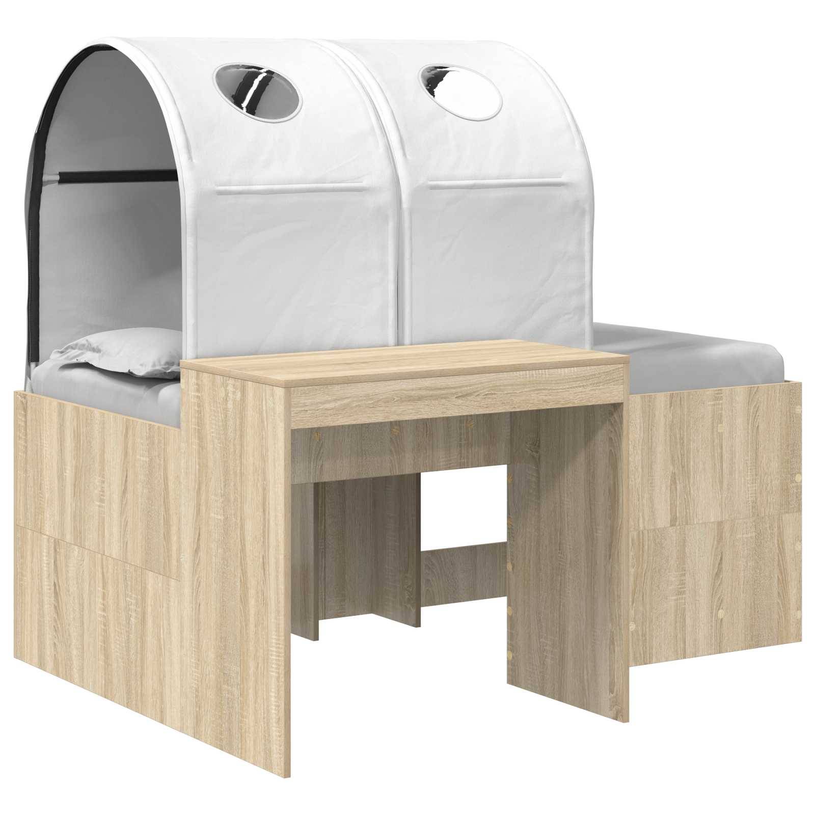 vidaXL Bett mit Tunnel 3 Stk. Artisian Eiche und Weiß Holzwerkstoff