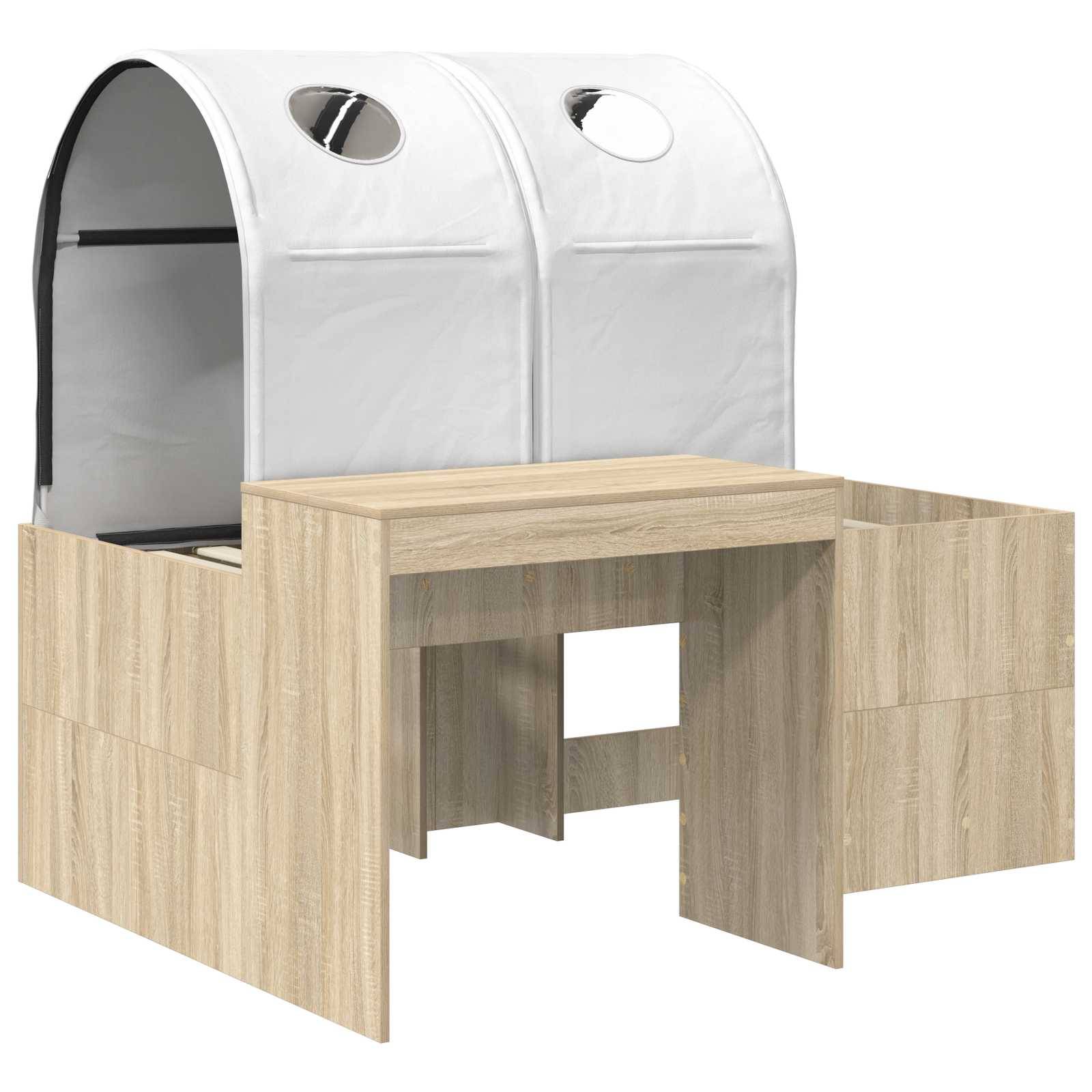 vidaXL Bett mit Tunnel 3 Stk. Artisian Eiche und Weiß Holzwerkstoff